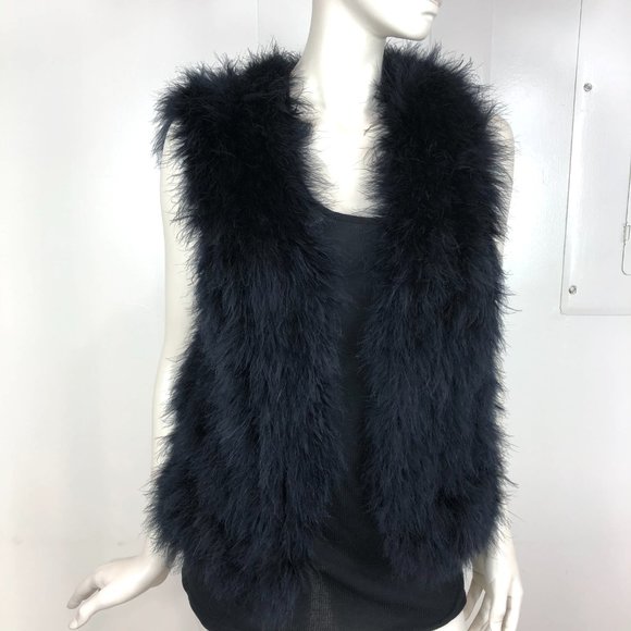 Club Monaco Marabou Feather Vest - Black - Picture 2 of 5